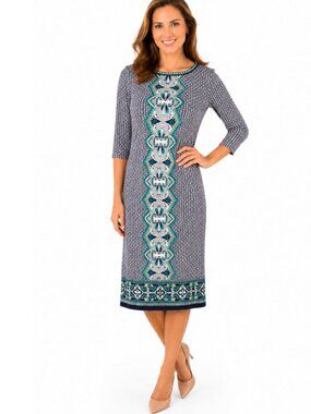 Max Studio Patterned Dress Long Sleeve Size Large
